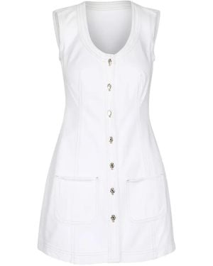FRAME Button-Up Sleeveless Mini Dress - White
