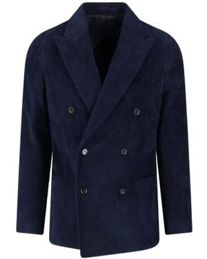 Lardini Double-Breasted Corduroy Jacket - Blue