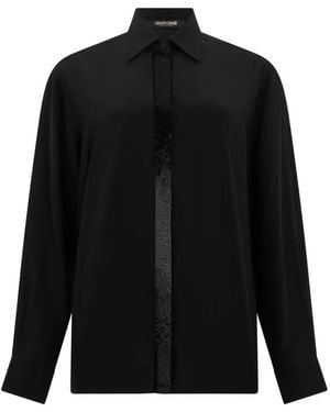 Roberto Cavalli Embellished-Stripe Shirt - Black