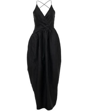 YANGKEHAN Cross-Back Draped Dress - Black