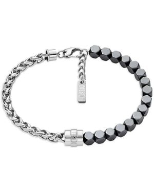 DIESEL Pulsera de cadena con cuentas - Blanco