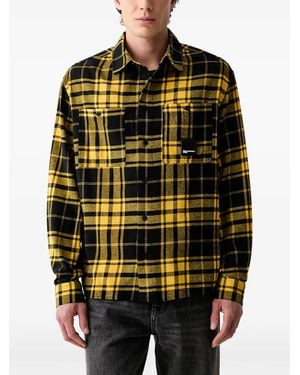 KARL LAGERFELD Check-Pattern Patch-Detail Shirt - Black