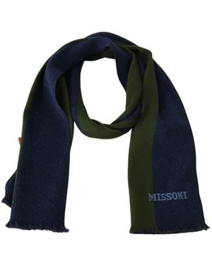 Missoni Logo-Embroidery Scarf - Blue