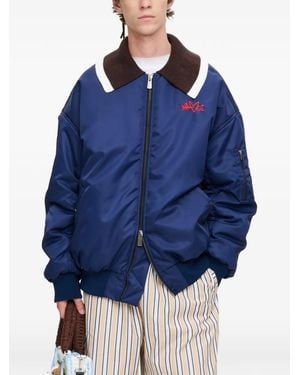 Charles Jeffrey Bomberjack Met Geborduurd Logo - Blauw
