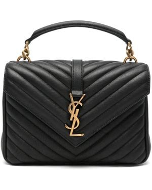 Saint Laurent University Quilted Leather Shoulder Bag - Black