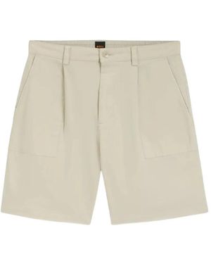 BOSS Short Chino À Design Plissé - White