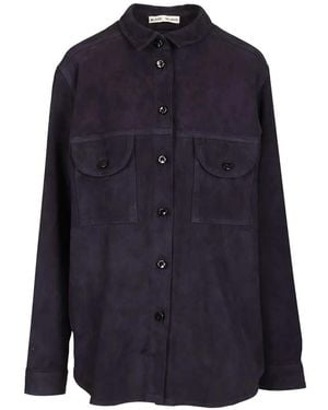 Blazé Milano Chest-Pocket Leather Shirt - Blue