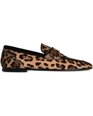 Dolce & Gabbana Leopard-Print Loafers - Brown