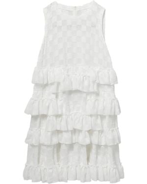 Comme des Garçons Checked Mini Dress - White