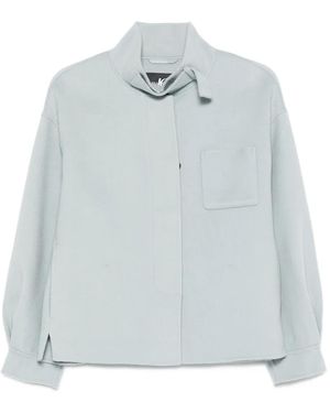 Luisa Cerano Giacca-Camicia A Collo Alto - Blu