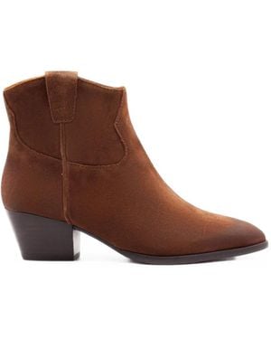 Ash Suede Tapered-Toe Ankle Boots - Brown