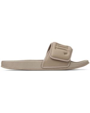 Jimmy Choo Fitz/M Logo-Debossed Slides - Natural