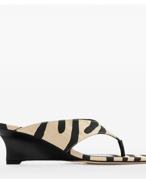 Stuart Weitzman Zebra-Print Wedge Sandals - Black