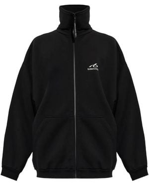 Balenciaga Logo-Print Zip-Up Jumper - Black