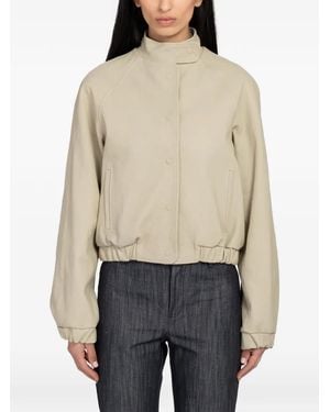 Paloma Wool Raim Elasticated-Waist Leather Jacket - Natural