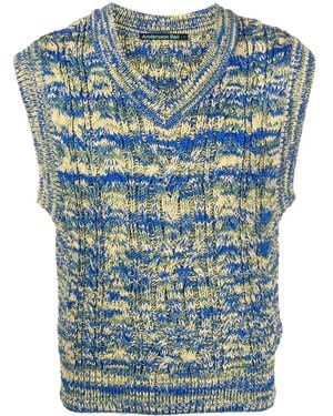 ANDERSSON BELL Abstract-Knit V-Neck Vest - Blue