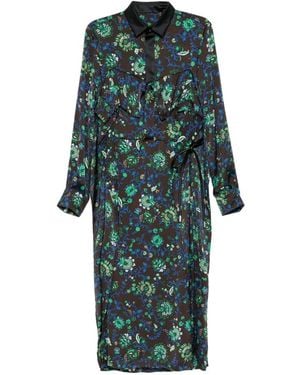 Sacai Gerüschtes Kleid Mit Blumenprint - Grün
