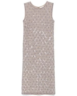 P.A.R.O.S.H. Vestido Midi Con Lentejuelas - Gris