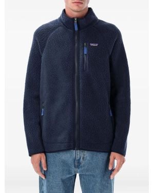 Patagonia Logo-Patch Fleece Jacket - Blue