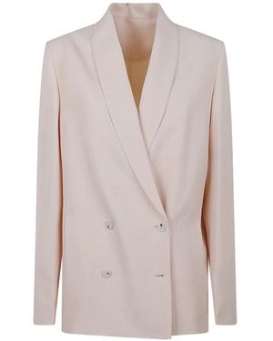 Loulou de Saison Minka Double-Breasted Shawl-Lapel Blazer - Pink