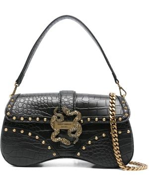 Just Cavalli Snake-Embellished Studded Shoulder Bag - Black