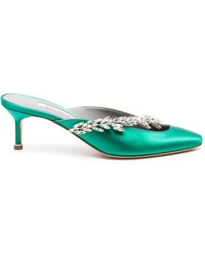 Balenciaga Manolo Blahnik Mules Aus Gras - Grün