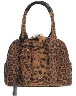 Pinko Mini-Tas Met Luipaardprint En Hangslot - Bruin