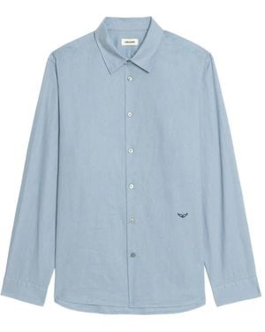 Zadig & Voltaire Sid Embroidered-Logo Shirt - Blue