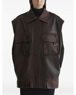Mugler Leather Military Gilet - Black