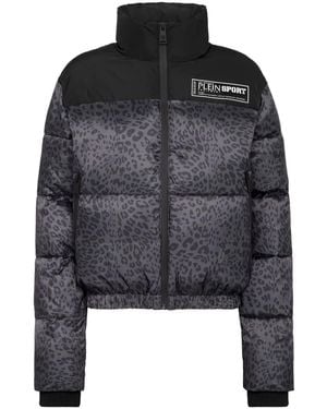 Philipp Plein Leopard-Print Puffer Jacket - Black