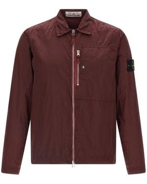 Stone Island Wrinkled Logo Badge Shirt - Purple