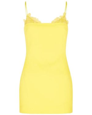 David Koma Lace Trim-Detail Mini Dress - Yellow