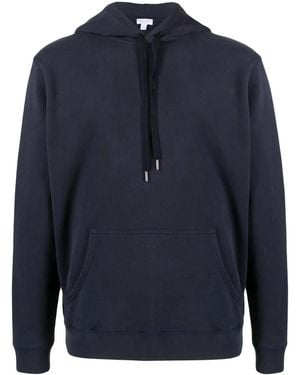 Sunspel Drawstring-Fastening Cotton Hoodie - Blue