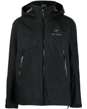 Arc'teryx Logo-Embroidery Hooded Jacket - Black