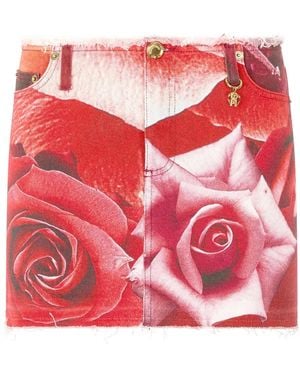 Roberto Cavalli Floral-Print Mini Skirt - Pink