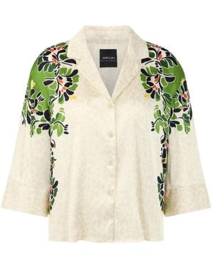 Marc Cain Floral-Print Leopard-Pattern Blouse - Natural