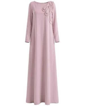 Gemy Maalouf Cord-Appliqué Long-Sleeve Dress - Pink