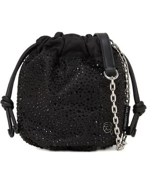 Karl Lagerfeld Small Ikon Rhinestone Bucket Bag - Black