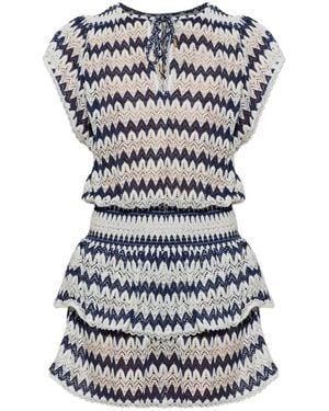 Melissa Odabash Remi Chevron Tiered Mini Dress - Grey