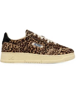 Autry Medalist Easeknit Low Leopard-Print Pony-Hair Trainers - Multicolour