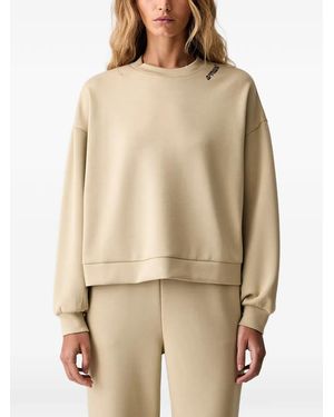 ARMANI EXCHANGE Logo-Embroidered Dropped-Shoulder Sweatshirt - Natural