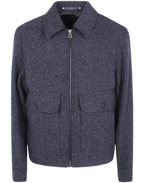 Paul Smith Herringbone-Pattern Zip-Up Jacket - Blue