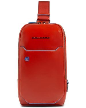 Piquadro Personalizable Leather Crossbody Bag - Red