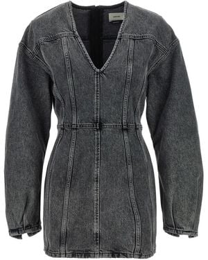 Haikure V-Neck Denim Mini Dress - Black