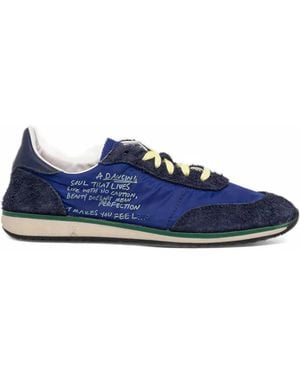Patrizia Pepe Skin Suede-Panelled Logo-Print Sneakers - Blue
