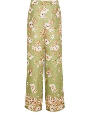 Cara Cara Mayflower Floral-Print Linen Trousers - Green