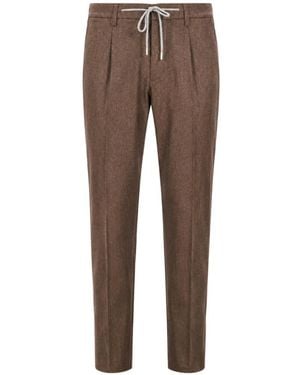 Eleventy Pleated Drawstring-Waist Pants - Brown