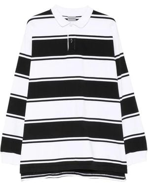 Balenciaga Striped Logo-Patch Polo Shirt - Black