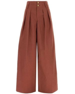 Chloé Pleated Wide-Leg Pants - Red