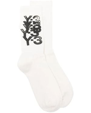 Y-3 Calcetines Con Estampado Gráfico - Blanco